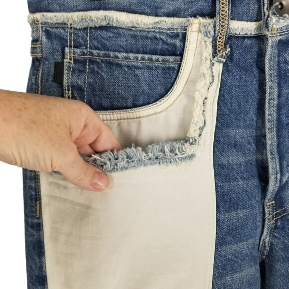 NWT Helmut Lang Inside Out Oversized Boyfriend Jeans Blue Denim White Pockets - Picture 9 of 14